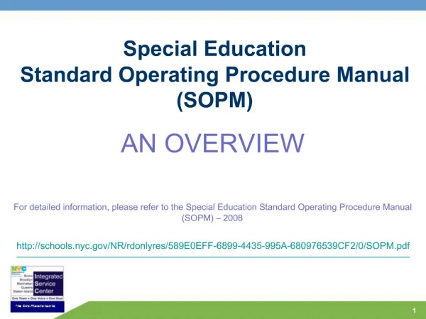 Special Education Standard Operating Procedure Manual SOPM