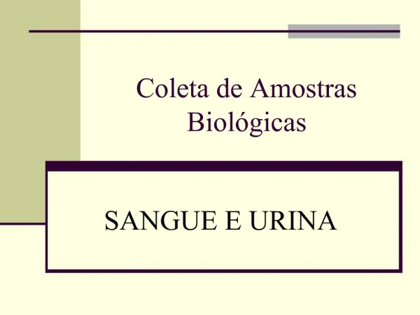 Coleta de Amostras Biol gicas