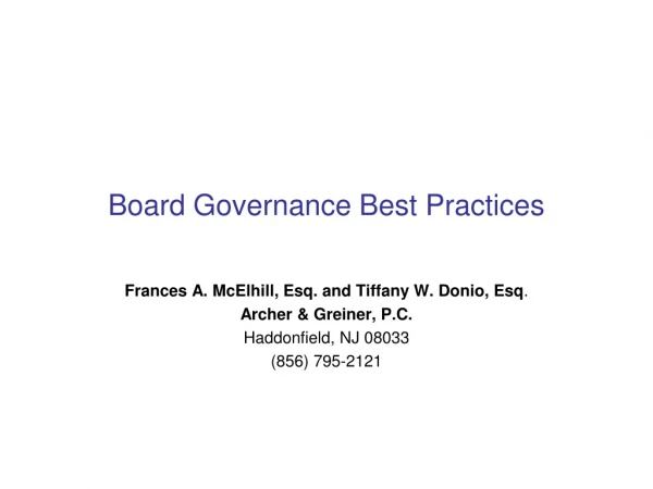 Board Governance Best Practices