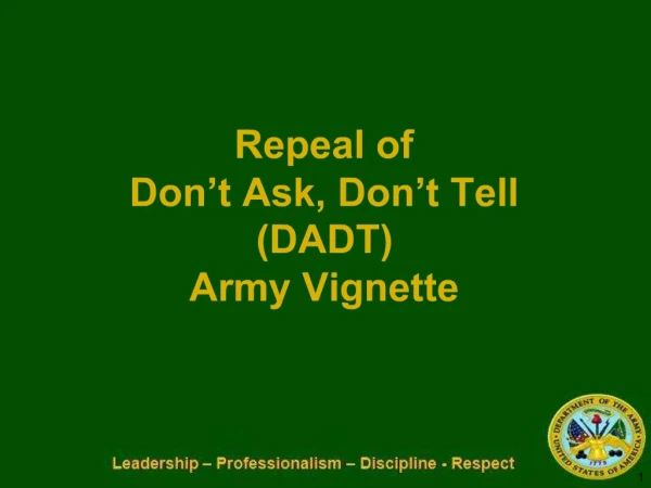 Repeal of Don t Ask, Don t Tell DADT Army Vignette