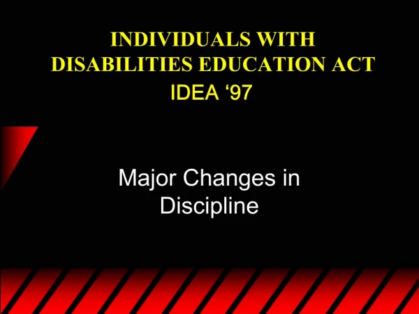 INDIVIDUALS WITH DISABILITIES EDUCATION ACT IDEA 97