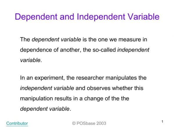 Dependent and Independent Variable