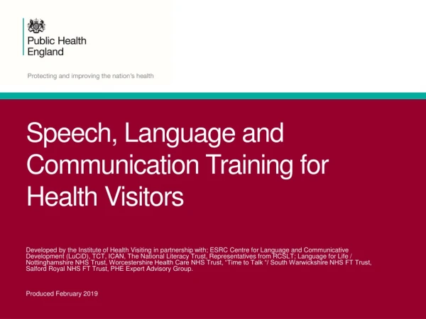 Speech, Language and Communication Training for Health Visitors
