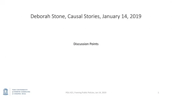 Deborah Stone, Causal Stories, January 14, 2019