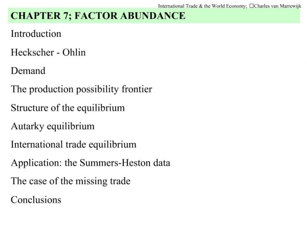 Introduction Heckscher - Ohlin Demand The production possibility frontier Structure of the equilibrium Autarky equilibri