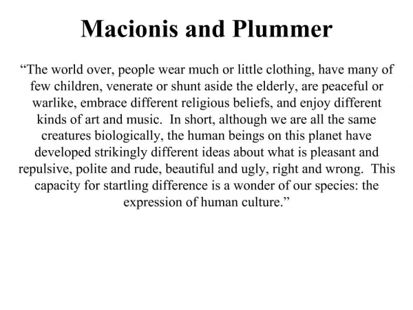 Macionis and Plummer
