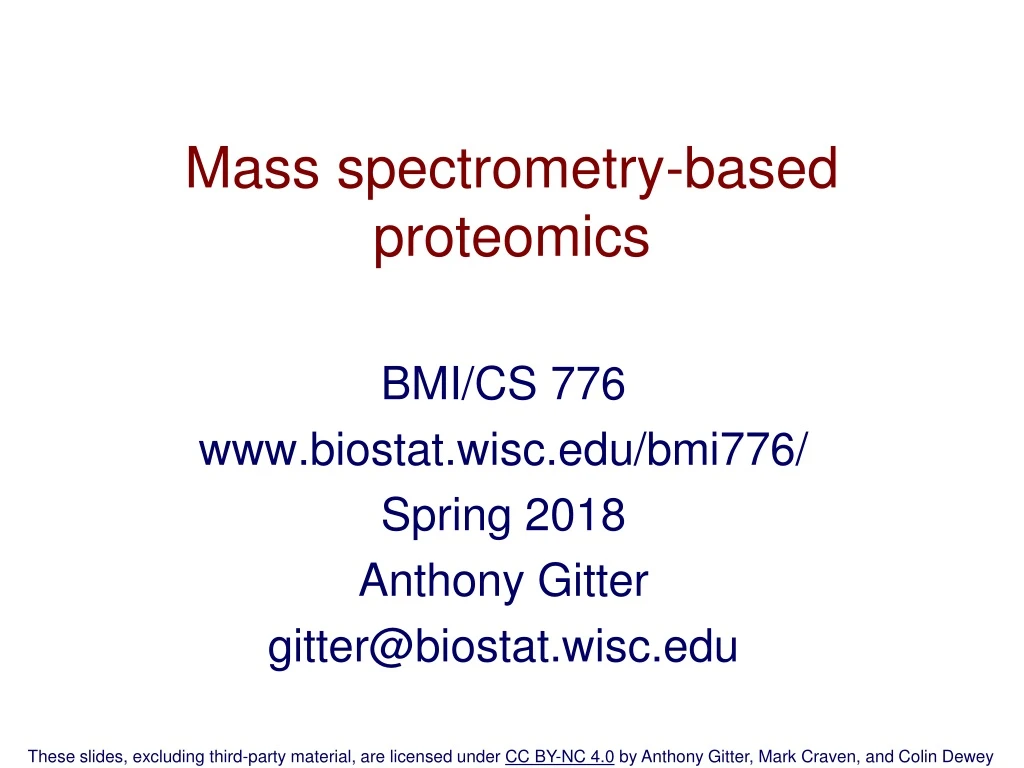 mass spectrometry based proteomics