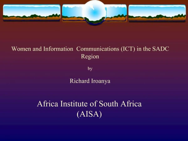 Women and Information Communications ICT in the SADC Region by Richard Iroanya