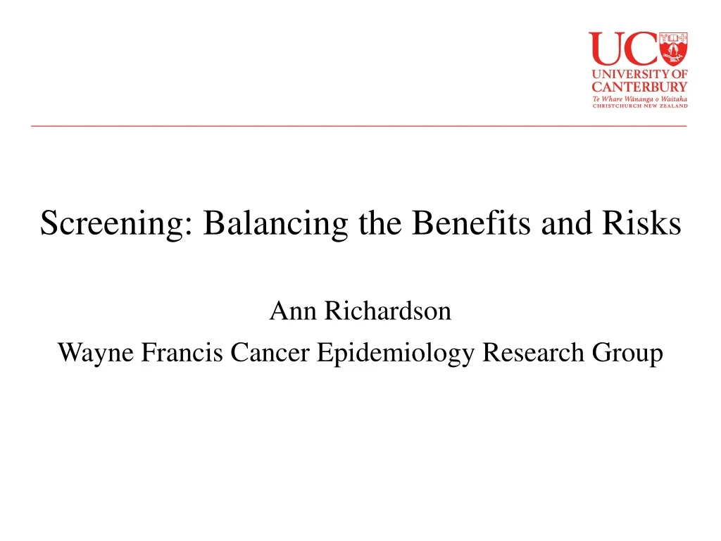 screening balancing the benefits and risks