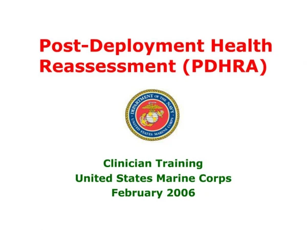 Post-Deployment Health Reassessment PDHRA