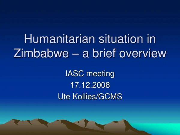 Humanitarian situation in Zimbabwe – a brief overview