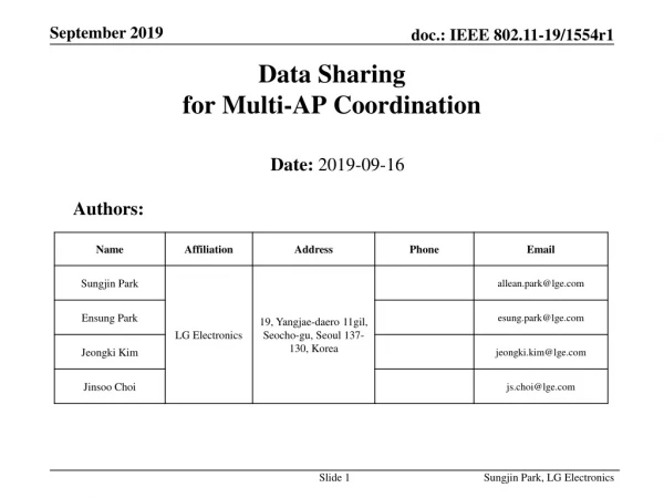 Data Sharing for Multi-AP Coordination