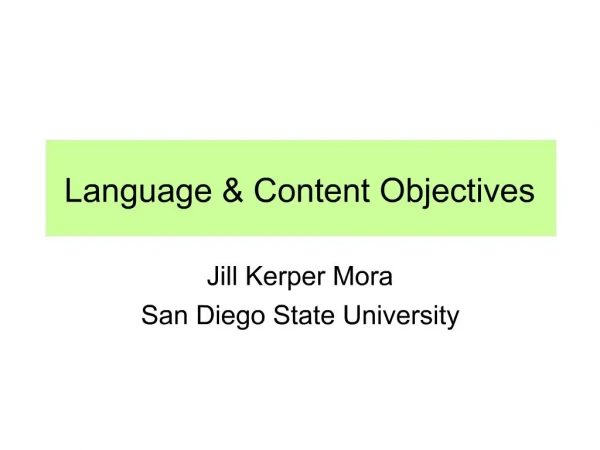 Language Content Objectives
