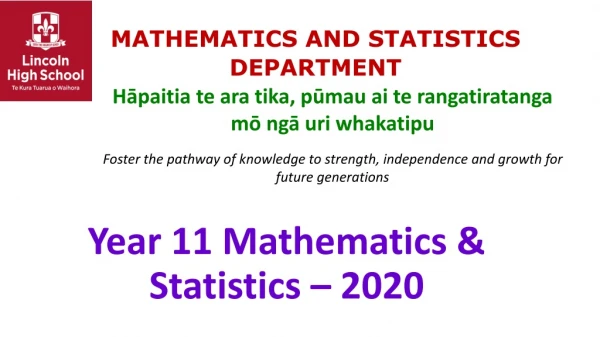 Year 11 Mathematics &amp; Statistics – 2020