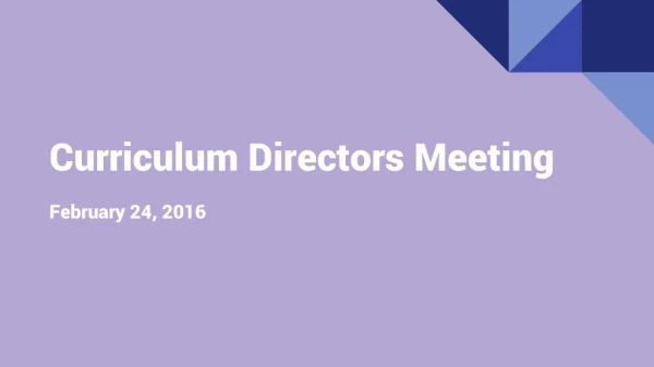 Curriculum Directors Meeting