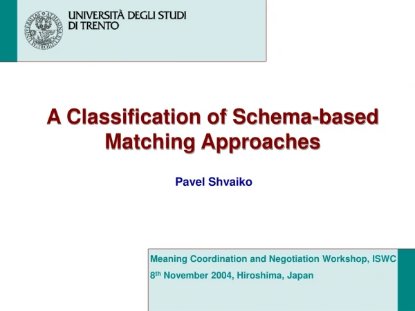 A Classification of Schema-based Matching Approaches