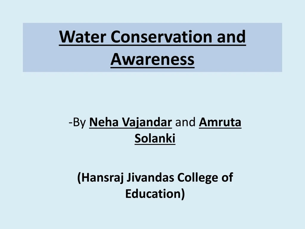 water conservation and awareness