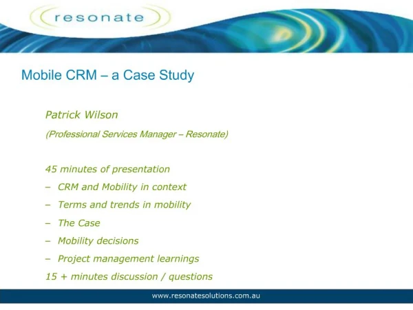 Mobile CRM a Case Study
