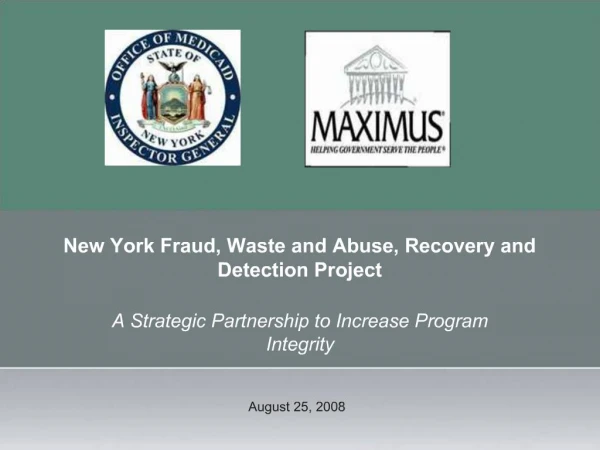 New York Fraud, Waste and Abuse, Recovery and Detection Project