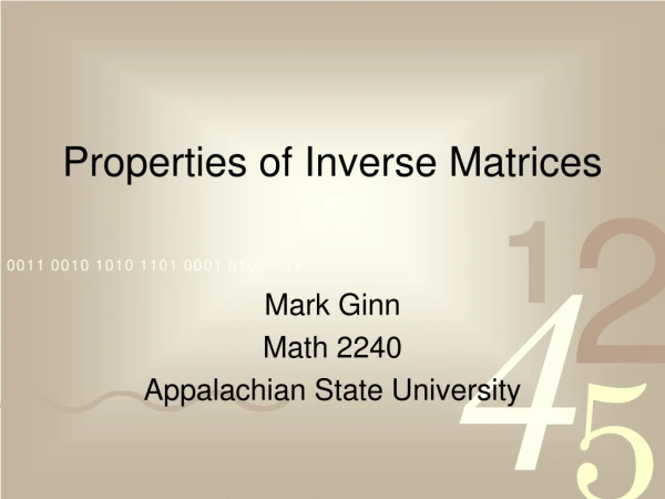 Properties of Inverse Matrices