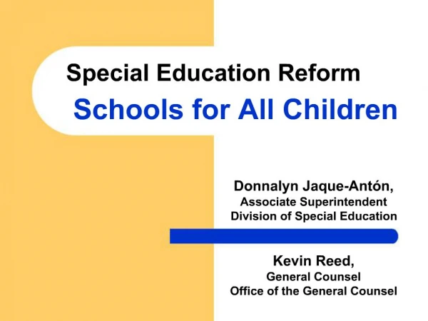Special Education Reform