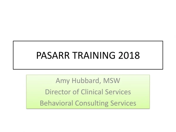 PASARR TRAINING 2018