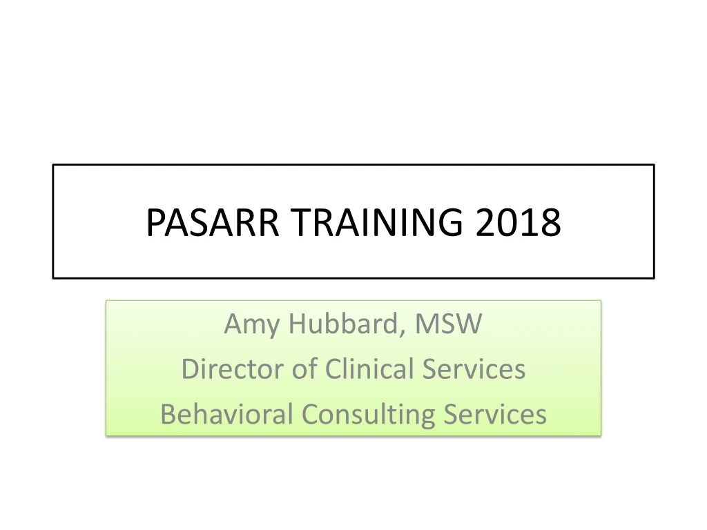 pasarr training 2018