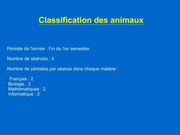 Classification des animaux