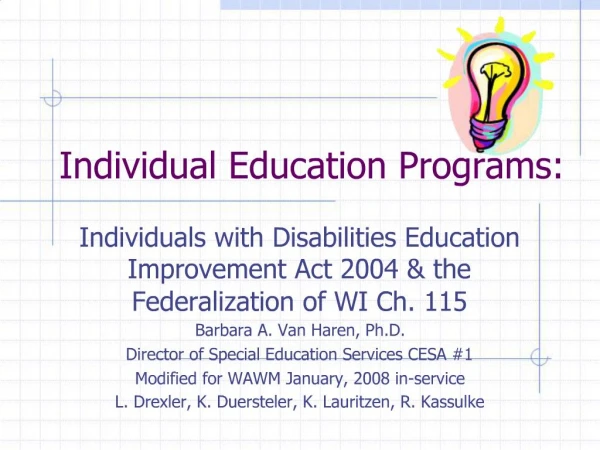 Individual Education Programs: