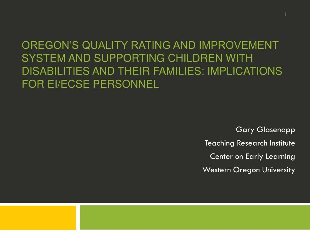 gary glasenapp teaching research institute center on early learning western oregon university