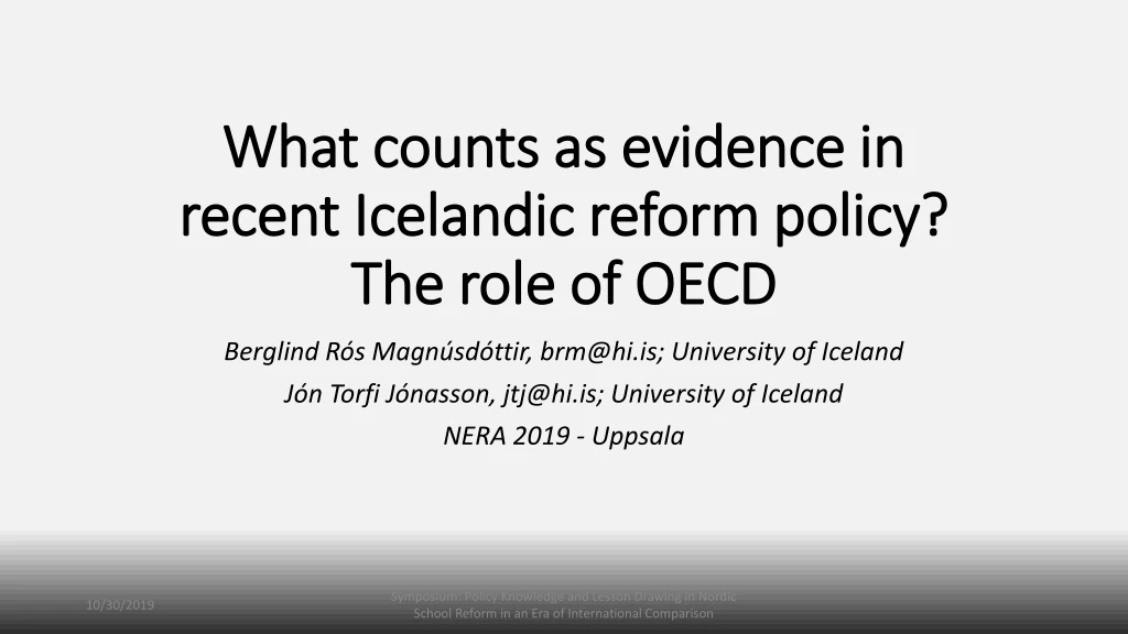 what counts as evidence in recent icelandic reform policy the role of oecd
