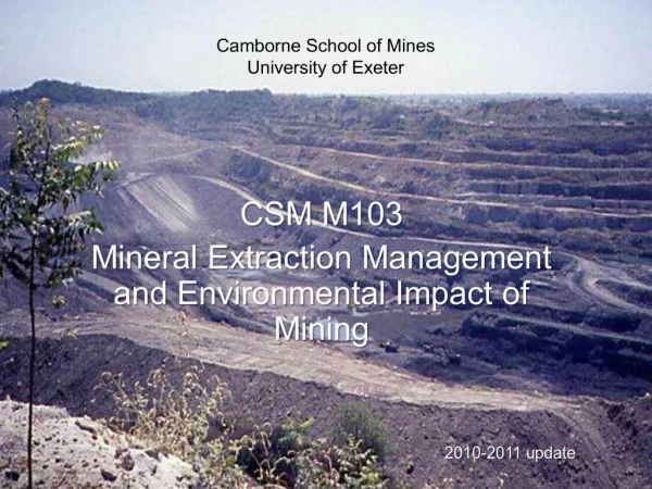 Camborne School of Mines University of Exeter