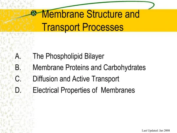 Membrane Structure and Transport Processes