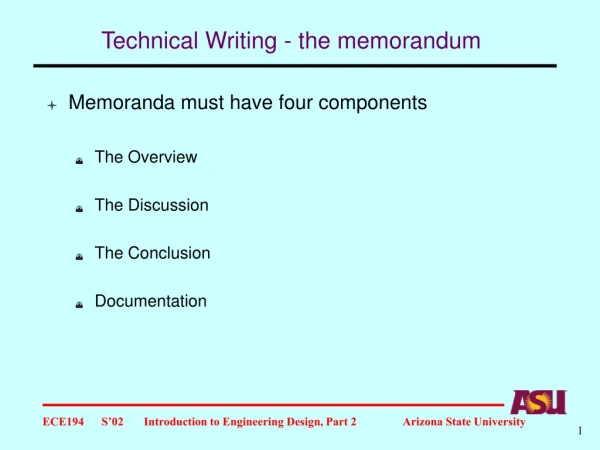 Technical Writing - the memorandum