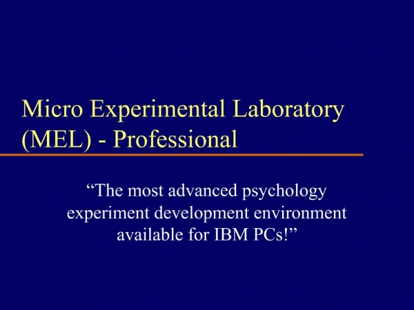 Micro Experimental Laboratory MEL - Professional