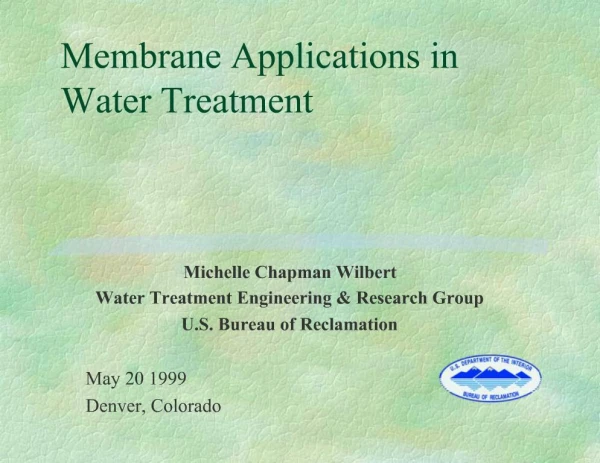 Membrane Applications in Water Treatment