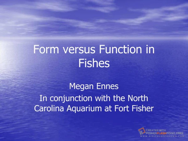 Form versus Function in Fishes
