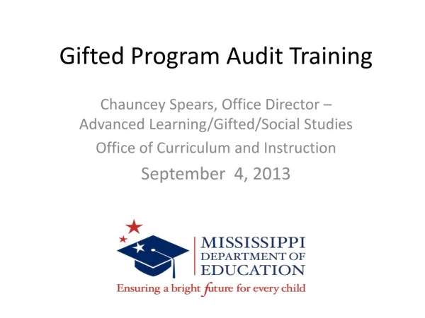 Gifted Program Audit Training