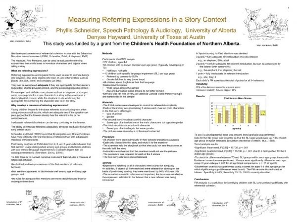 Measuring Referring Expressions in a Story Context