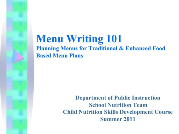 Menu Writing 101 Planning Menus for Traditional Enhanced Food Based Menu Plans