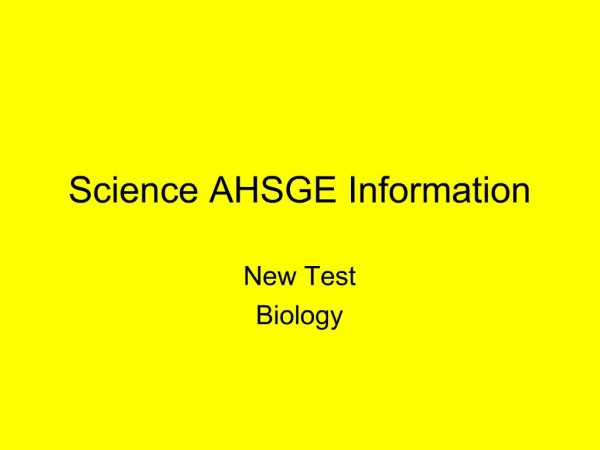 Science AHSGE Information