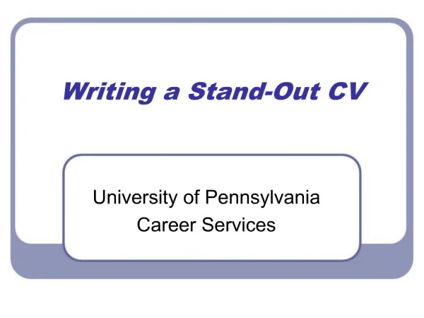 Writing a Stand-Out CV