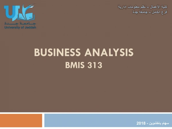Business Analysis BMIS 313