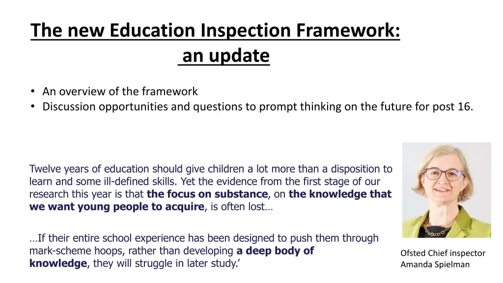 the new education inspection framework an update