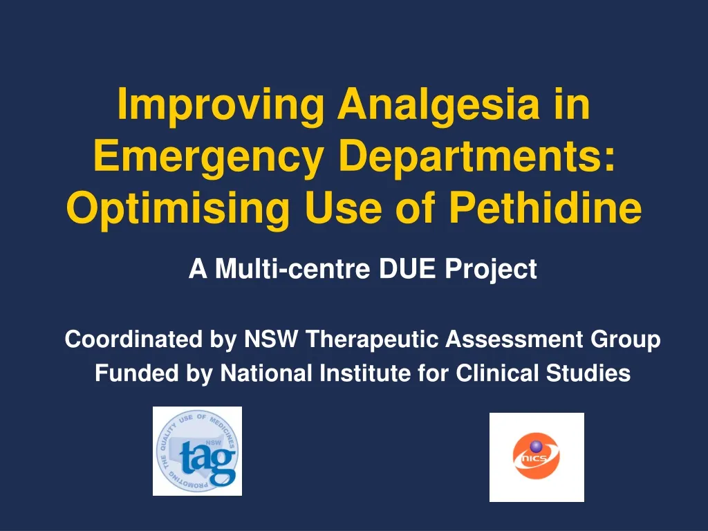 improving analgesia in emergency departments optimising use of pethidine