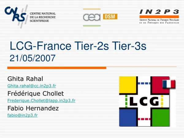 LCG-France Tier-2s Tier-3s 21/05/2007