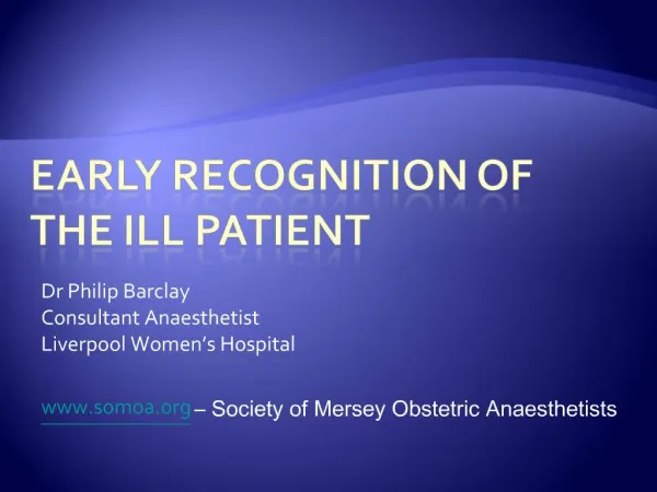 Early recognition of the ill patient