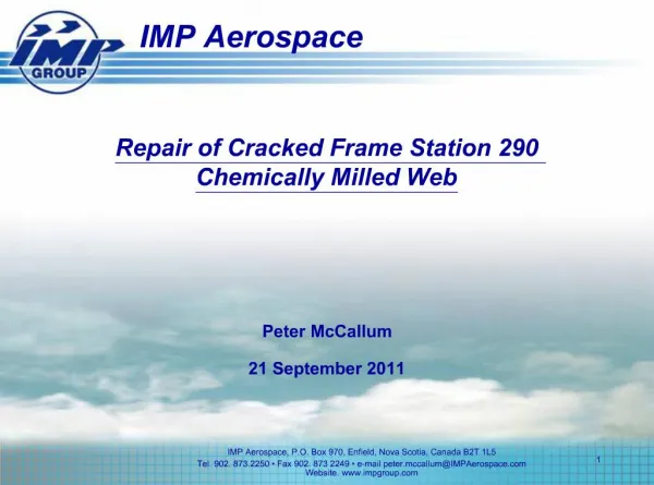 Repair of Cracked Frame Station 290 Chemically Milled Web