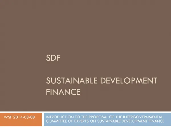 SDF SUSTAINABLE DEVELOPMENT FINANCE
