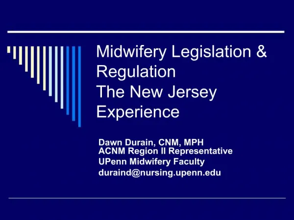Midwifery Legislation Regulation The New Jersey Experience